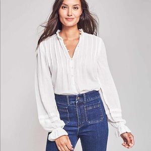Faherty WILLA TOP Large White 100% Cotton Shirt NWT $158